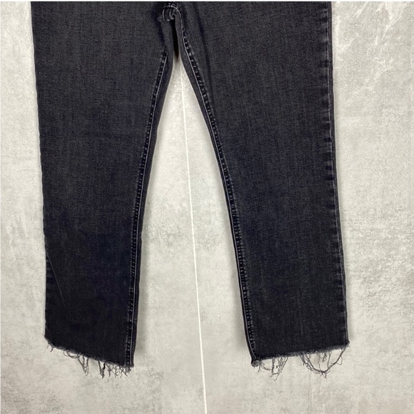 Zara black dark gray raw frayed hem cropped flare denim jeans - stretchy - Picture 2 of 9